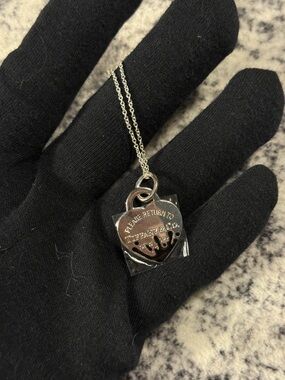 Tiffany & Co. Silver Heart Tag and Padlock Necklace